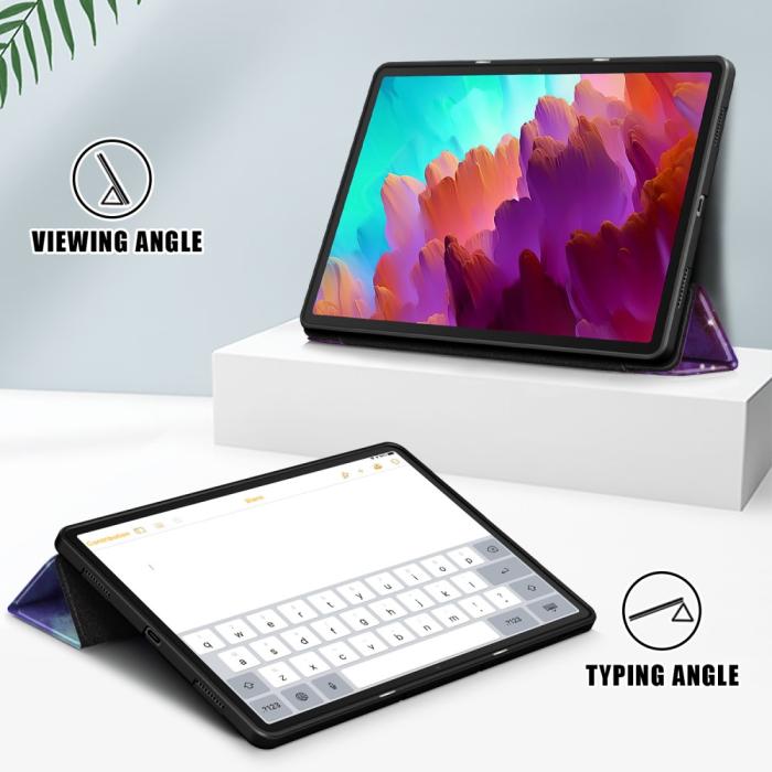 Bild 3,  Lenovo Tab P12 Fodral Tri-Fold Läder Cosmic Space