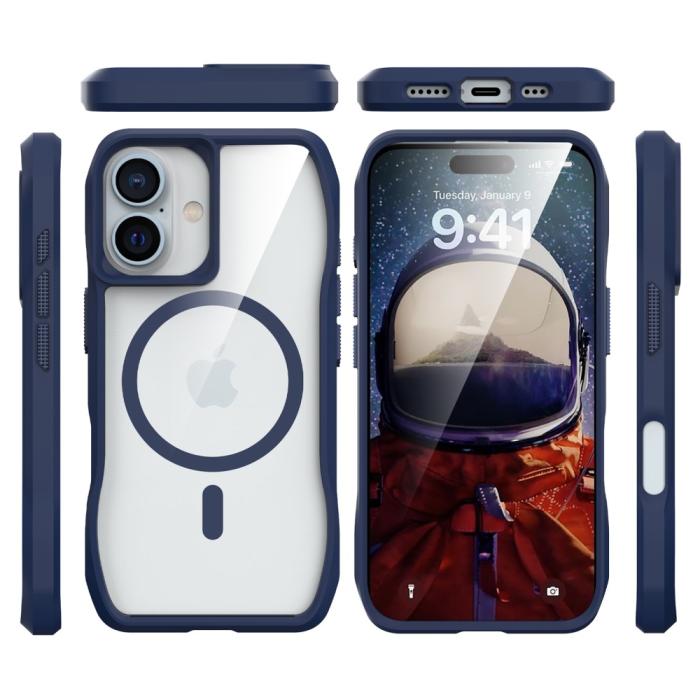 Bild 3,  iPhone 16 Plus Skal MagsSafe Hyrbid Mörk Blå