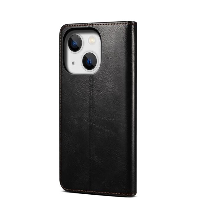 Bild 3,  iPhone 14 Plus Fodral Flip Crazy Horse Svart