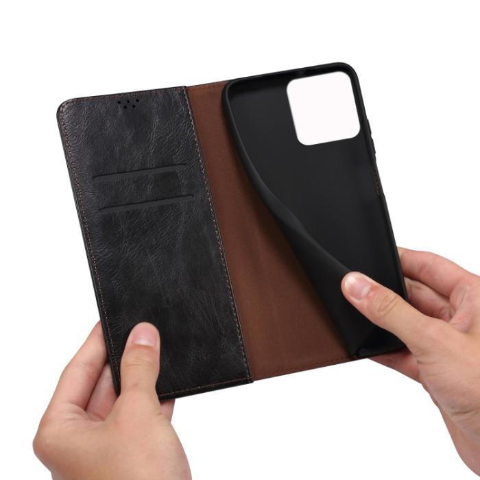 Bild 6,  iPhone 14 Plus Fodral Flip Crazy Horse Svart
