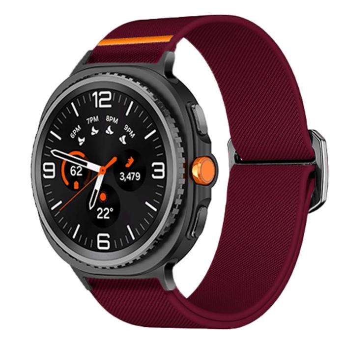 Bild 2,  Galaxy Watch 8 46/44/40 mm Armband Justerbart Nylon Vinröd