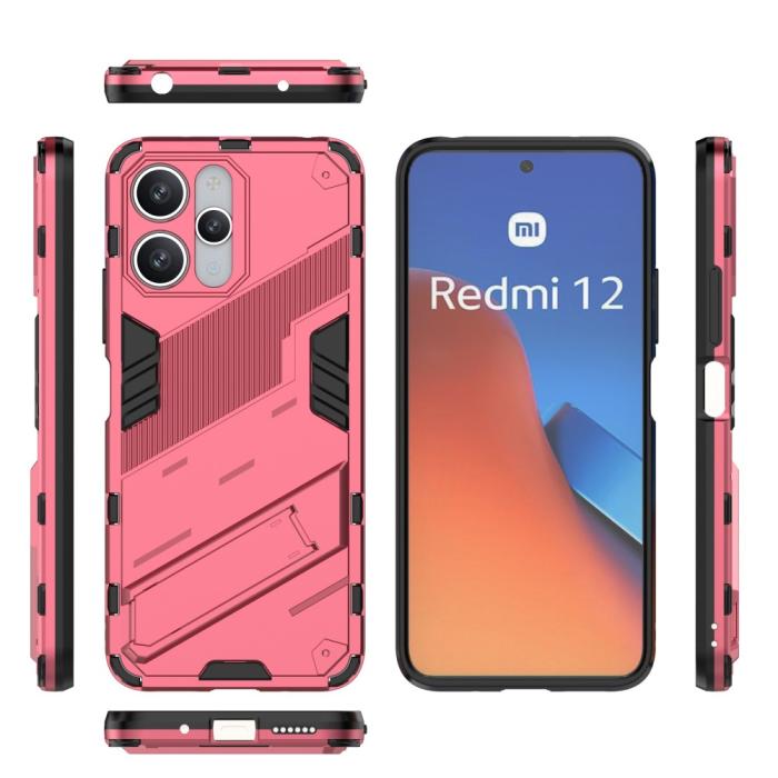 Bild 6,  Xiaomi Redmi 12 5G/4G Skal Kickstand Hybrid Armor Rosa
