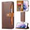  Samsung Galaxy S21 FE Fodral Premium Med Frontficka Brun