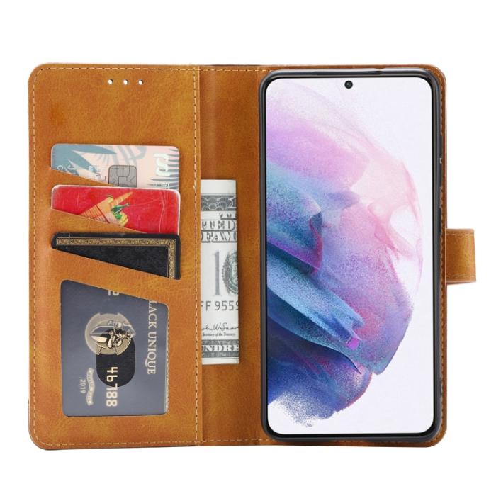 Bild 5,  Samsung Galaxy S21 FE Fodral Premium Med Frontficka Brun