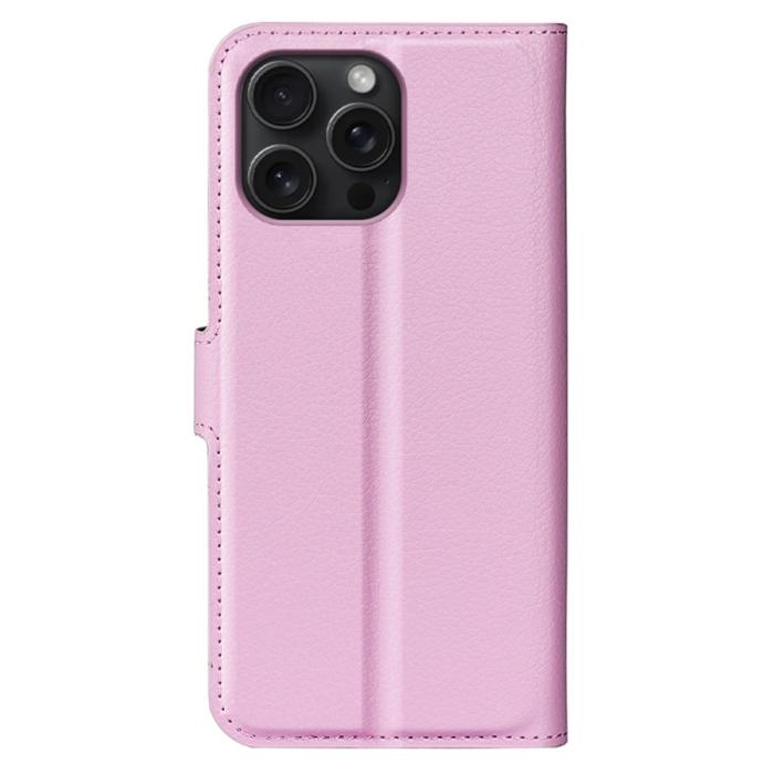 Bild 6,  iPhone 16 Pro Fodral Litchi Läder Ljusrosa
