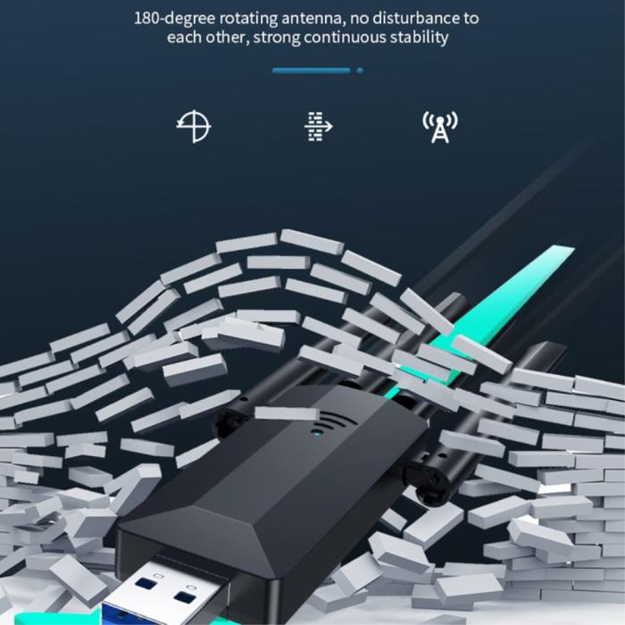 Bild 5,  Trådlös USB 3.0 Nätverkskort Dual-Band Svart