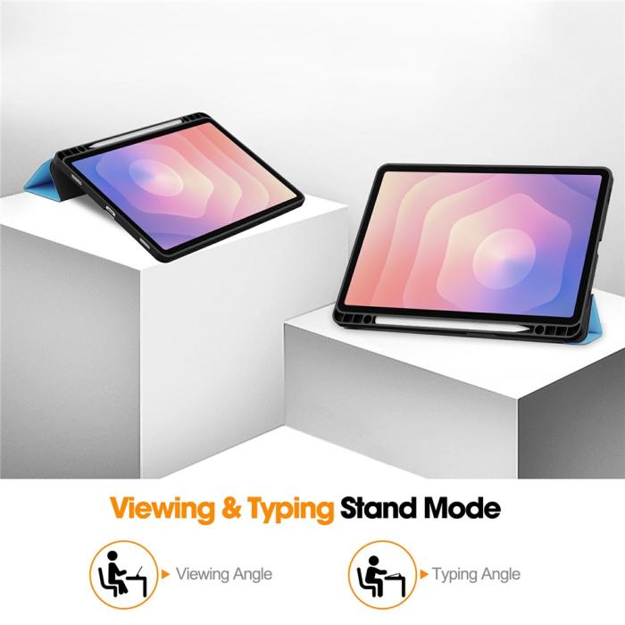 Bild 6,  Samsung Galaxy Tab S11 Fodral Tri-Fold Läder Blå
