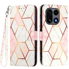  OnePlus 15 Fodral L&auml;der Marmor Rosa / Vit