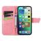  iPhone 15 Pro Max Fodral Läder Fjäril Tryck Rosa