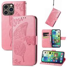  iPhone 15 Pro Max Fodral L&auml;der Fj&auml;ril Tryck Rosa