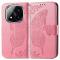  Xiaomi Redmi Note 14 Pro 5G Fodral Läder Fjäril Tryck Rosa