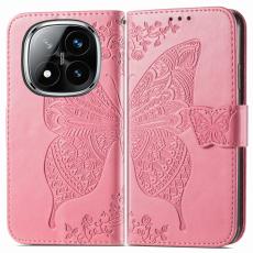  Xiaomi Redmi Note 14 Pro 5G Fodral L&auml;der Fj&auml;ril Tryck Rosa