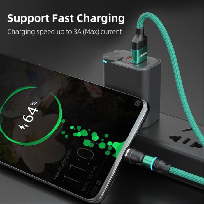 Bild 5, ENKAY ENKAY 1 m 3in1 USB-C / Lightning / MicroUSB 360° Magnetkabel