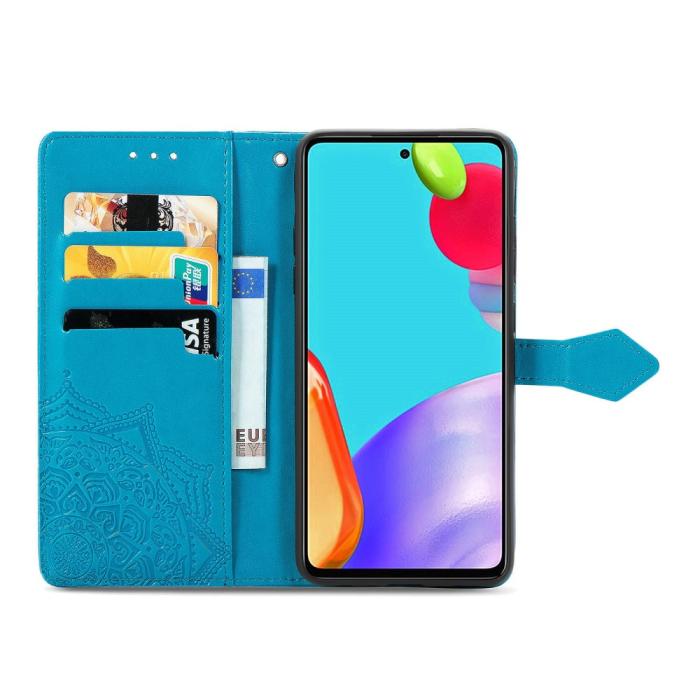 Bild 3,  Samsung Galaxy A52 / A52s - Mandala Läder Fodral - Blå