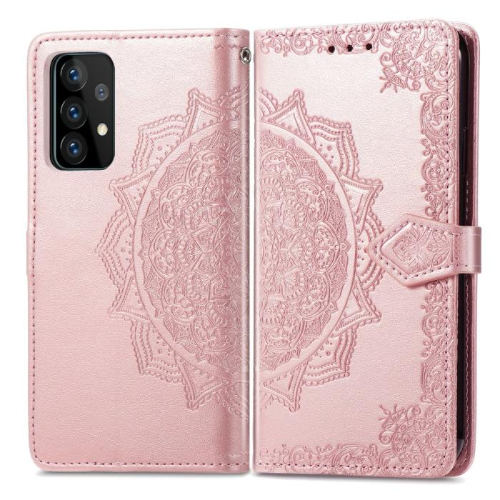 Bild 3,  Samsung Galaxy A52 / A52s - Mandala Läder Fodral - Roséguld