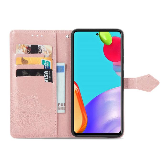 Bild 4,  Samsung Galaxy A52 / A52s - Mandala Läder Fodral - Roséguld