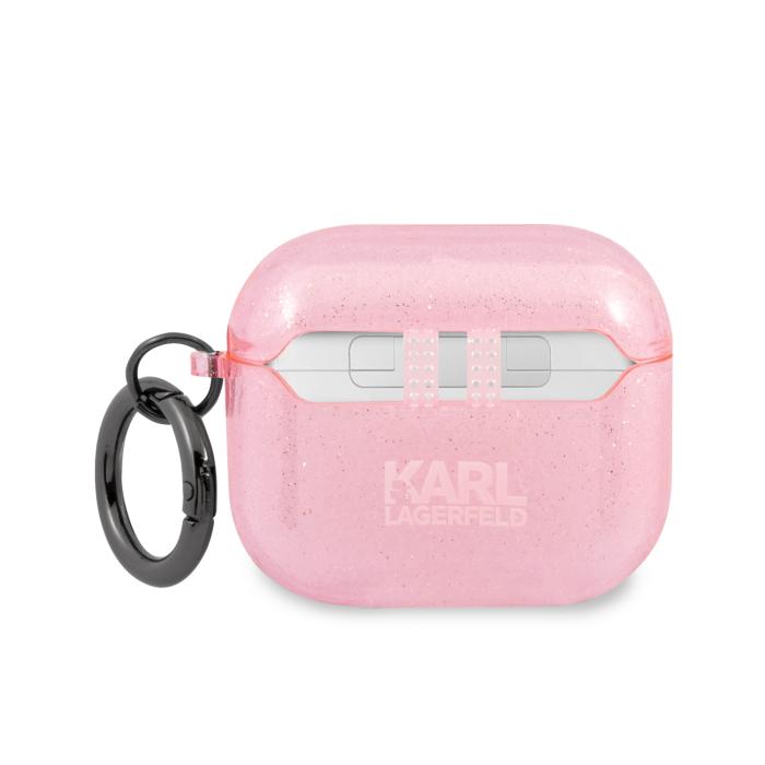 Bild 2, Karl Lagerfeld Karl Lagerfeld AirPods 3 Glitter Choupette Skal Med Ring Rosa