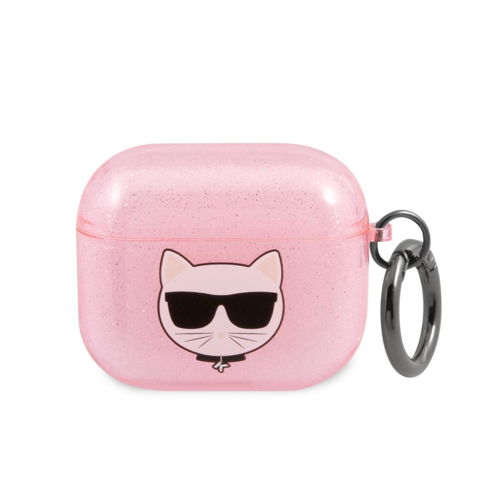 Karl Lagerfeld Karl Lagerfeld AirPods 3 Glitter Choupette Skal Med Ring Rosa