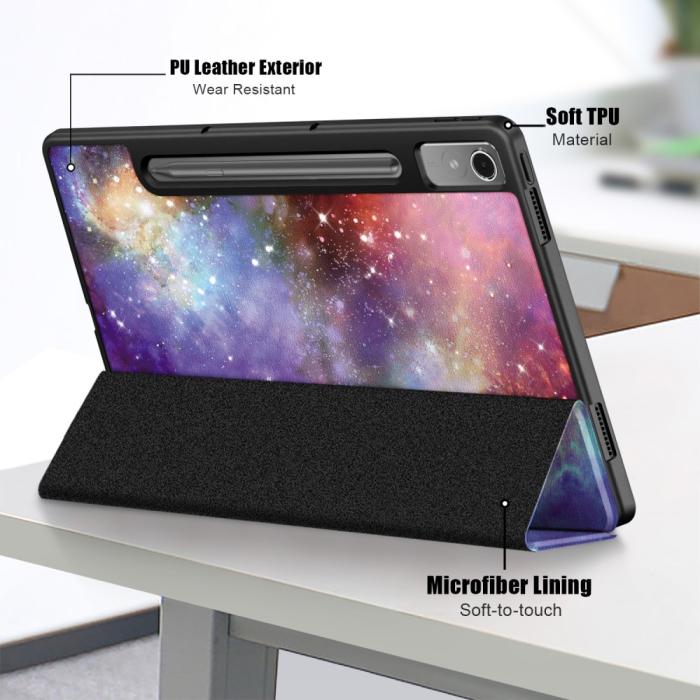 Bild 6,  Lenovo Tab P12 Fodral Tri-Fold Läder Cosmic Space