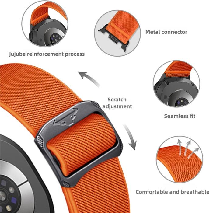 Bild 4,  Galaxy Watch 8 46/44/40 mm Armband Justerbart Nylon Vinröd