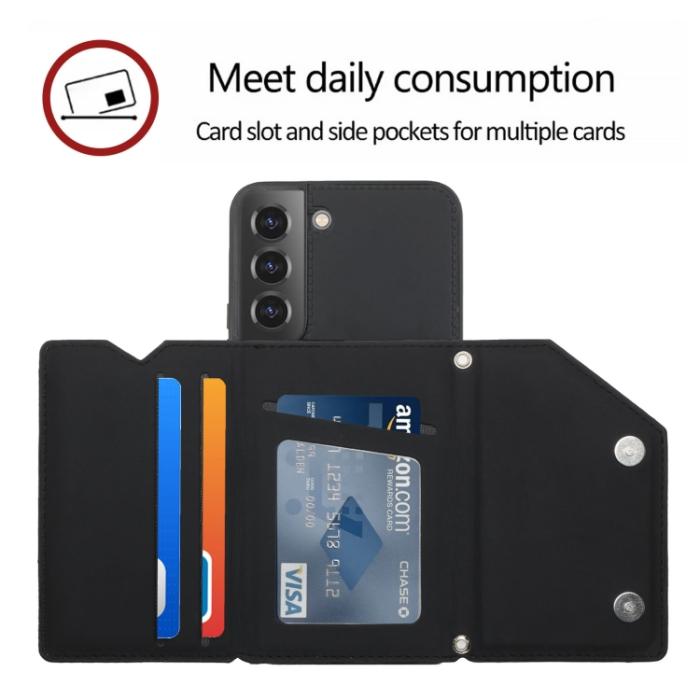 Bild 5,  Samsung Galaxy S22 Skal Skin Touch Med Kortfack Svart
