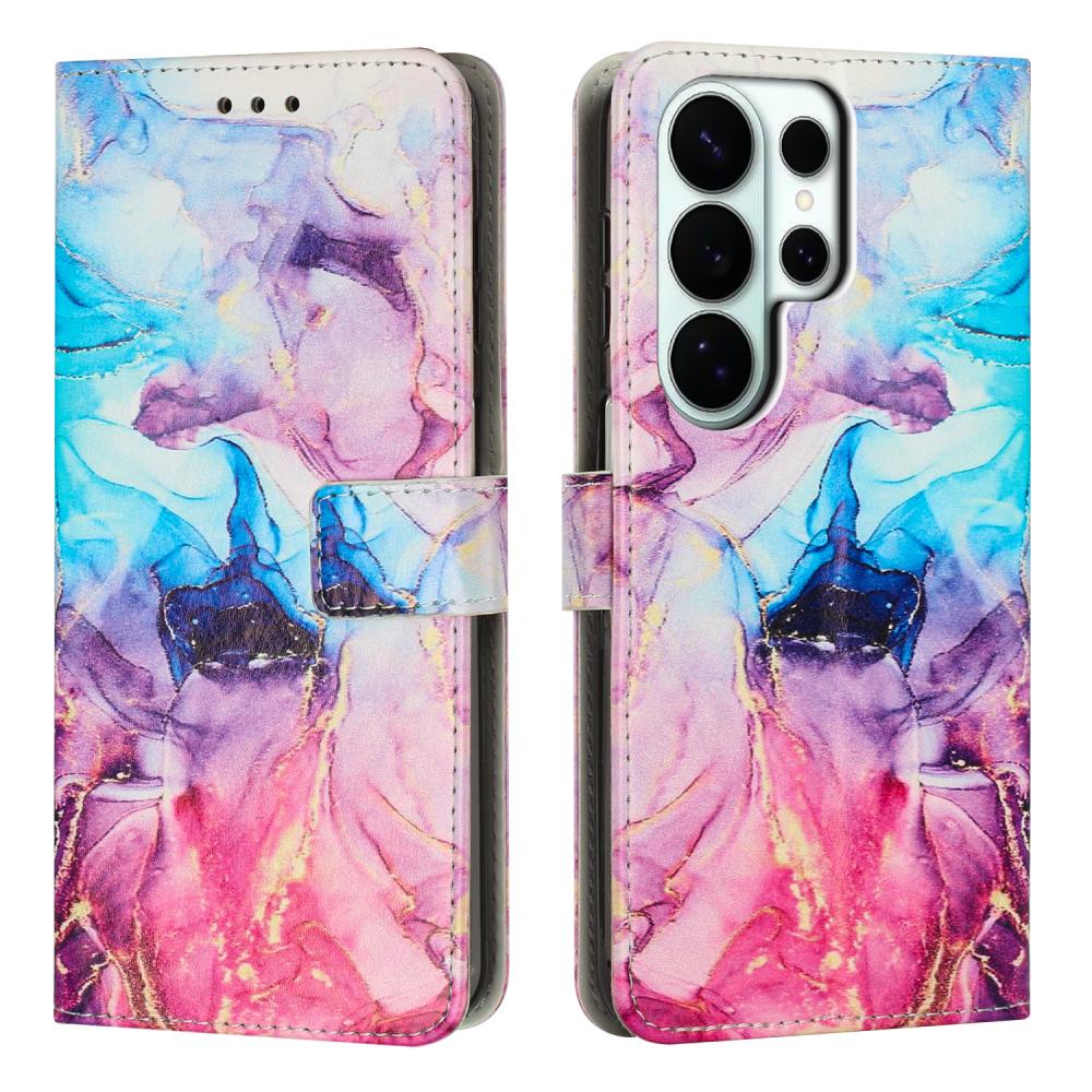  Samsung Galaxy S26 Ultra Fodral Läder Marmor Rosa / Lila