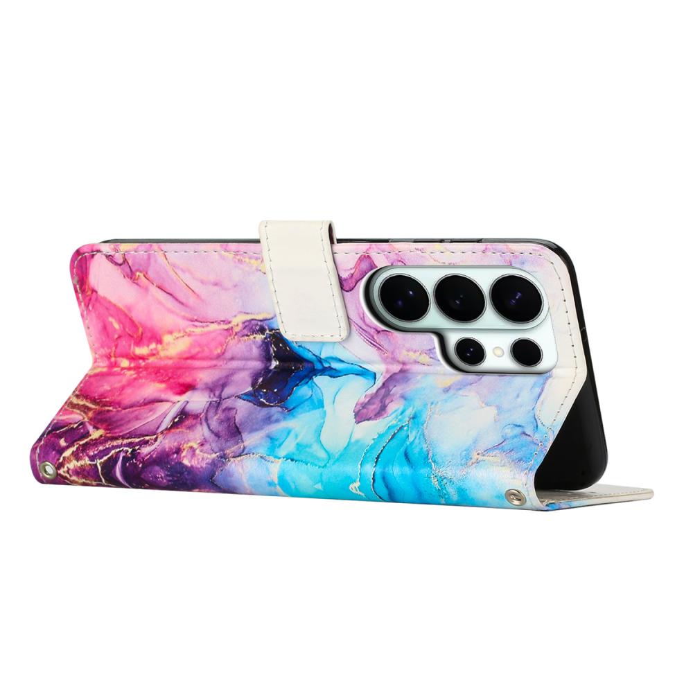  Samsung Galaxy S26 Ultra Fodral Läder Marmor Rosa / Lila