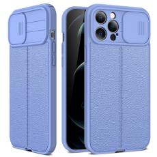  iPhone 14 Skal Litchi Textur Med Kameraskydd Ljus Lila