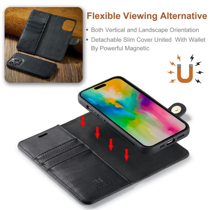Bild 5, DG.MING DG.MING iPhone 16 Pro Fodral 2in1 Magnet Svart