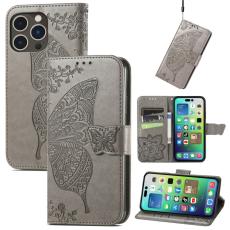  iPhone 15 Pro Max Fodral L&auml;der Fj&auml;ril Tryck Gr&aring;