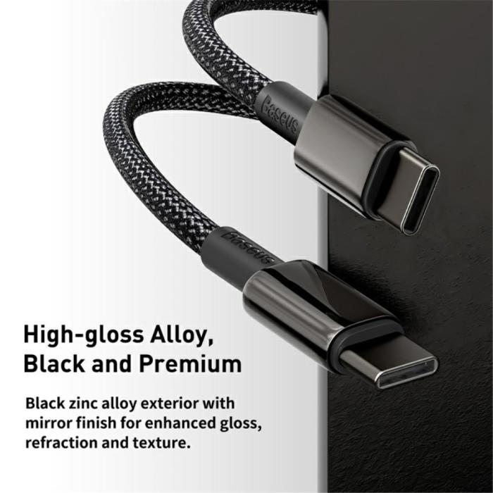 Bild 4, BASEUS Baseus 1m 100W USB-C - USB-C Kabel Tungsten Gold Series Svart