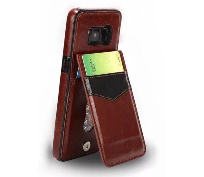 Bild 3,  Samsung S8 Plus - Läderskal med korthållare - Brun