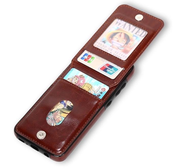 Bild 4,  Samsung S8 Plus - Läderskal med korthållare - Brun