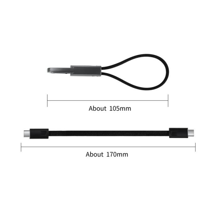 Bild 5, Tech-Protect Tech-Protect 60W/3A PD USB-C - USB-C Kabel Nyckelring Iron Grey