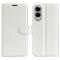  Samsung Galaxy S25 Edge Fodral Litchi Läder Vit