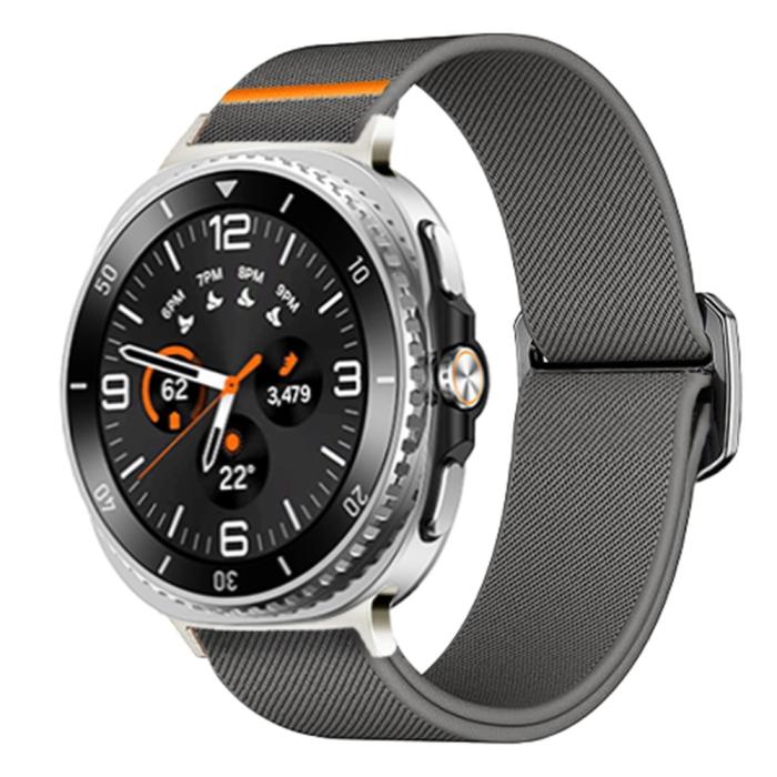 Bild 2,  Galaxy Watch 8 46/44/40 mm Armband Justerbart Nylon Grå