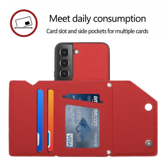 Bild 5,  Samsung Galaxy S22 Skal Skin Touch Med Kortfack Röd