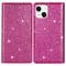  iPhone 15 Plus Fodral Flip Glitter Rosa