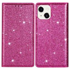  iPhone 15 Plus Fodral Flip Glitter Rosa