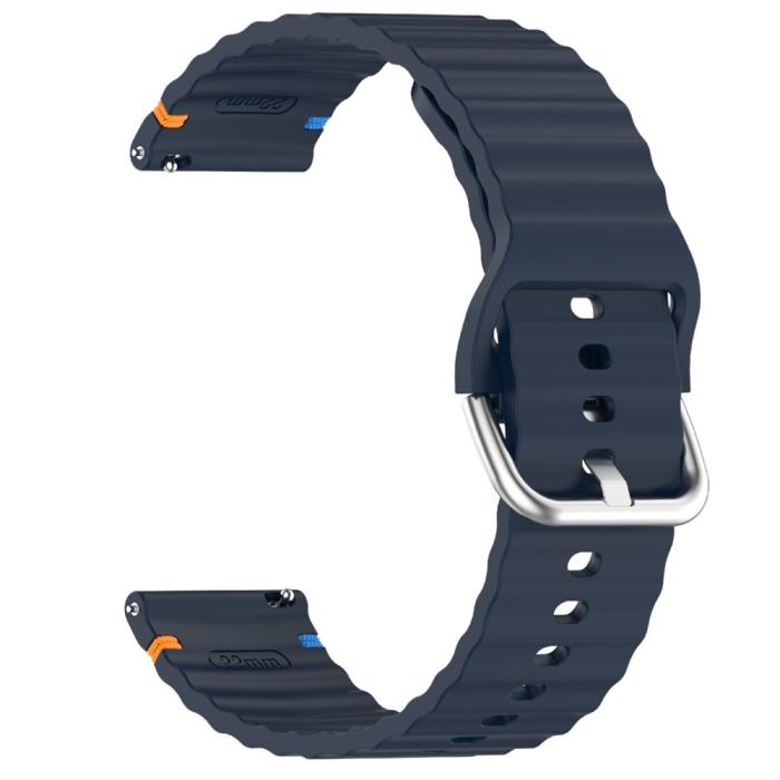 Bild 4,  Klockarmband 20 mm Silikon Wave Design Mörk Blå