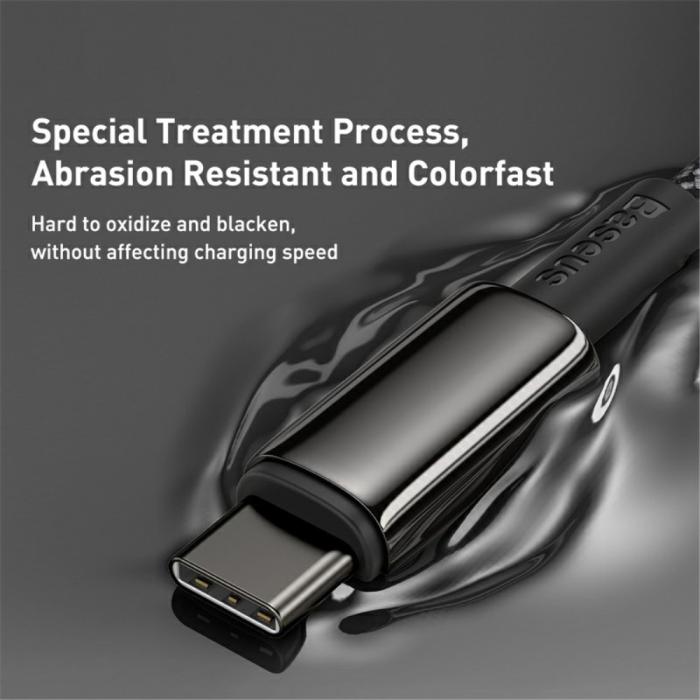Bild 5, BASEUS Baseus 1m 100W USB-C - USB-C Kabel Tungsten Gold Series Svart