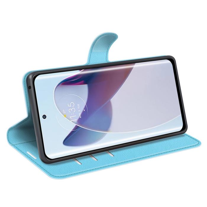 Bild 3,  Motorola Edge 30 Ultra 5G Fodral Litchi Läder Ljus Blå