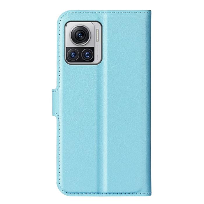 Bild 6,  Motorola Edge 30 Ultra 5G Fodral Litchi Läder Ljus Blå