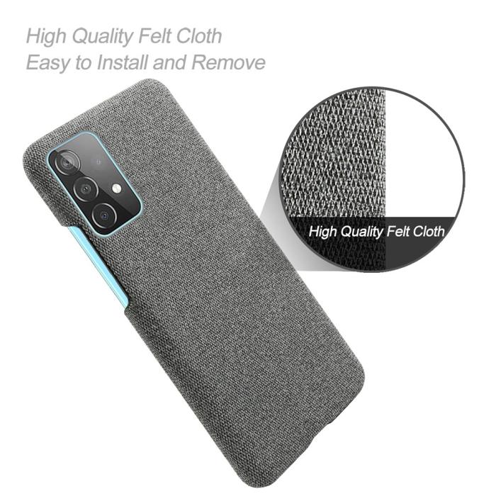 Bild 4, KSQ Samsung Galaxy A52 / A52s - KSQ Tygbelagt Textur Skal - Grå