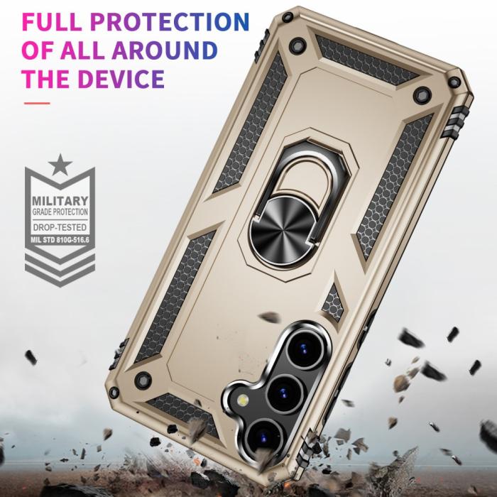 Bild 2,  Samsung Galaxy S24 Skal Hybrid Armor Ring Guld