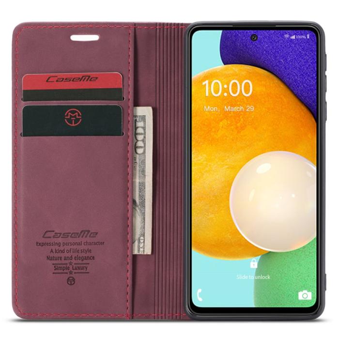 Bild 4, CASEME CASEME Samsung Galaxy A53 5G Fodral Retro Läder Röd