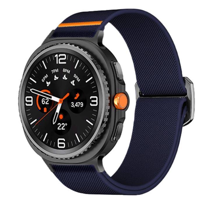 Bild 2,  Galaxy Watch 8 46/44/40 mm Armband Justerbart Nylon Mörk Blå