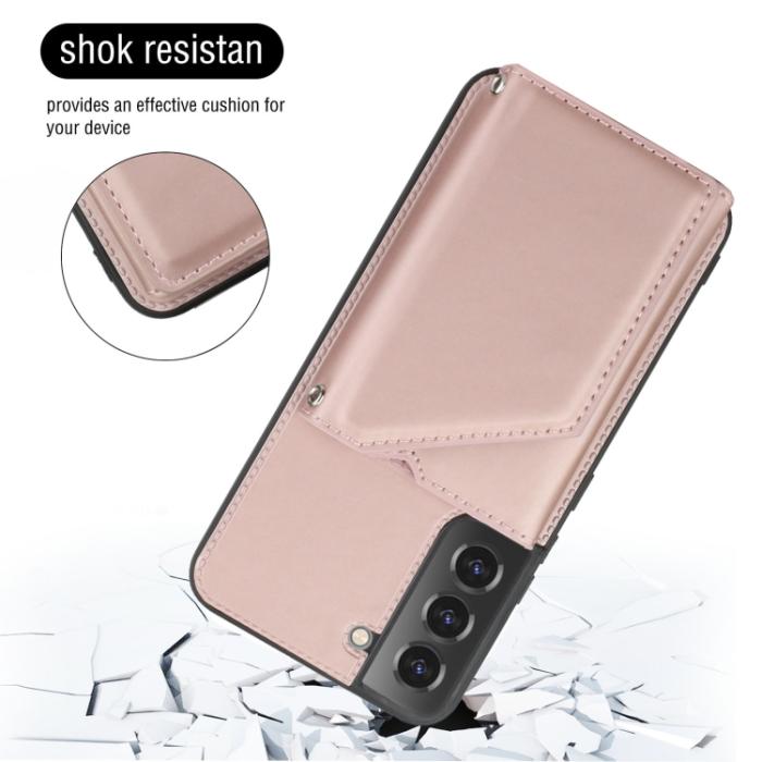 Bild 3,  Samsung Galaxy S22 Skal Skin Touch Med Kortfack Roséguld