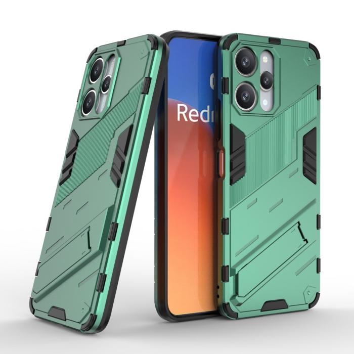 Bild 5,  Xiaomi Redmi 12 5G/4G Skal Kickstand Hybrid Armor Grön
