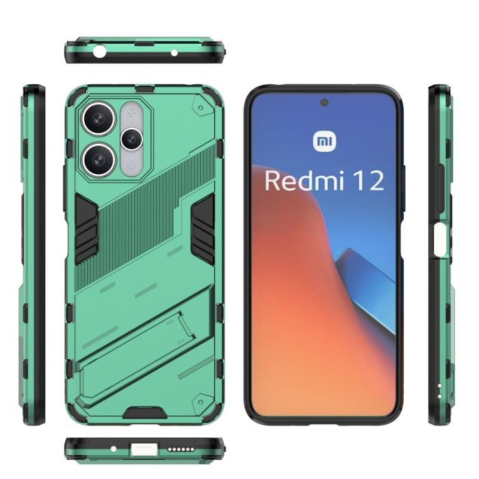 Bild 6,  Xiaomi Redmi 12 5G/4G Skal Kickstand Hybrid Armor Grön